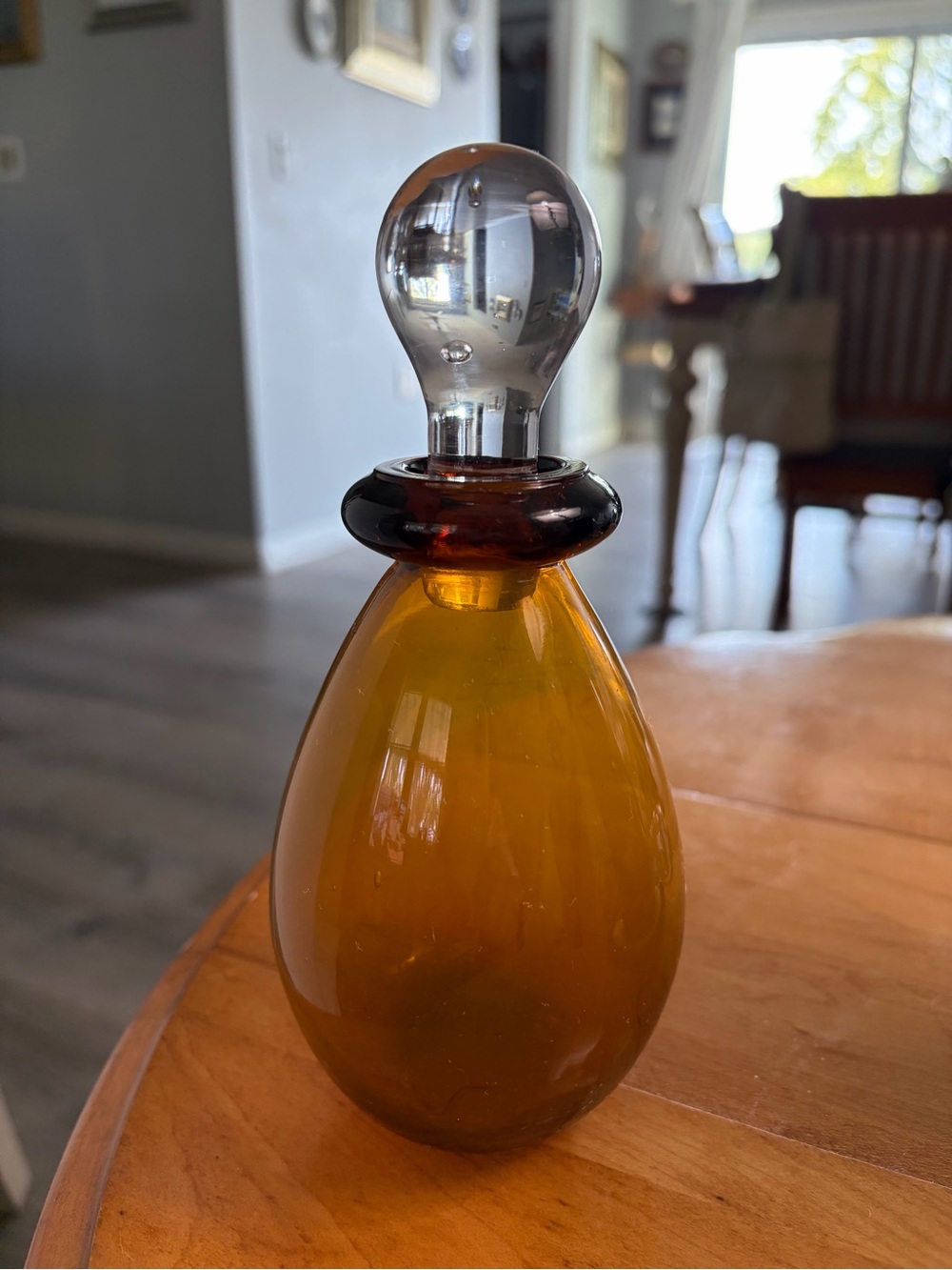 Amber Glass Perfume Bottle with Clear Stopper